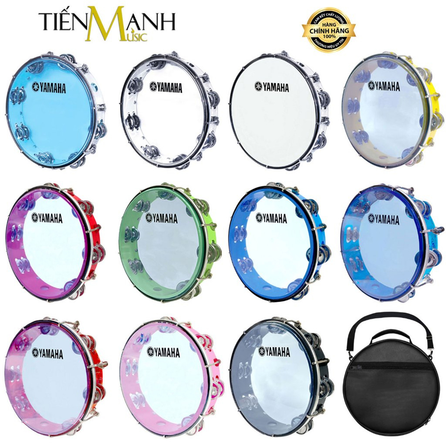 [Tặng Khoá, Loại Tốt] Trống Gõ Bo Lắc Tay Và Bao Đựng Lục Lạc Tambourine Yamaha MT6102 Viền Đen Chơi Nhạc Chế Gõ Po Xipo