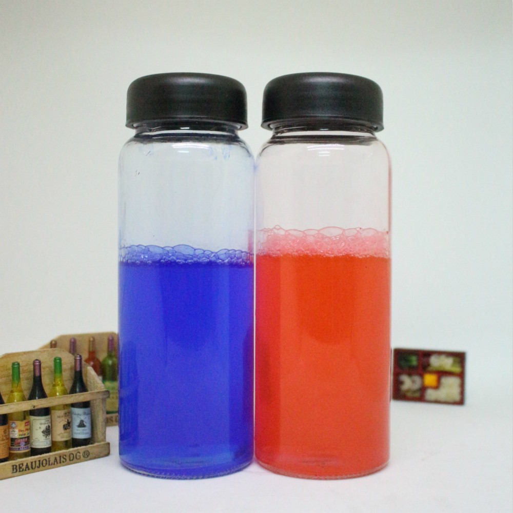 Bình nước thủy tinh 500ml nắp đen in và không in