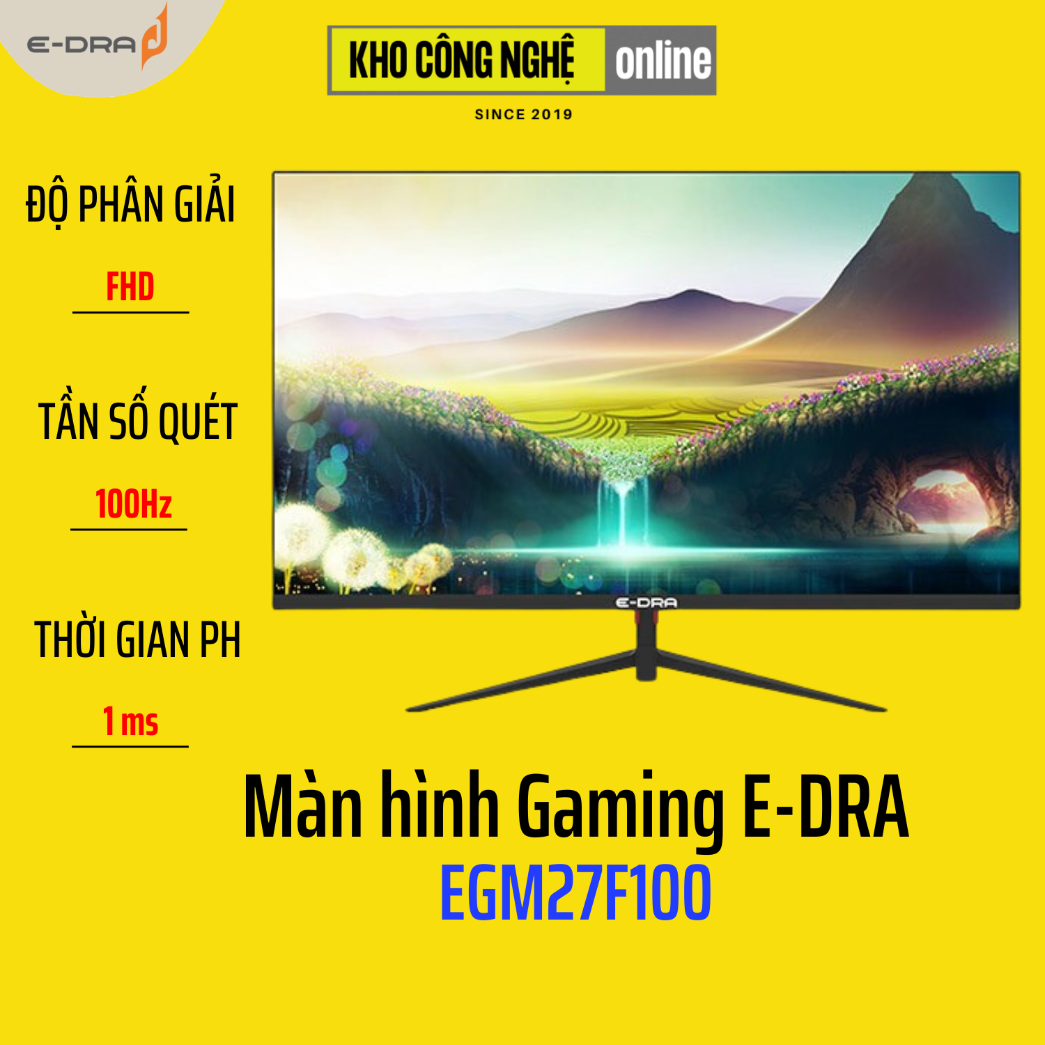 Màn hình gaming e-dra egm27f100 27 inch fullhd 100hz