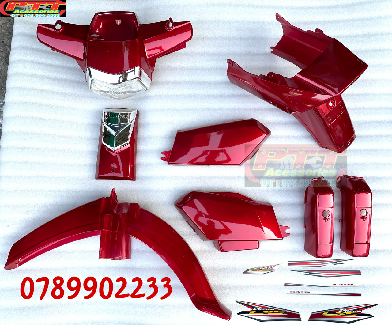 Dàn áo xe supper dream đầu lồi màu đỏ candy có đèn đặc biệt