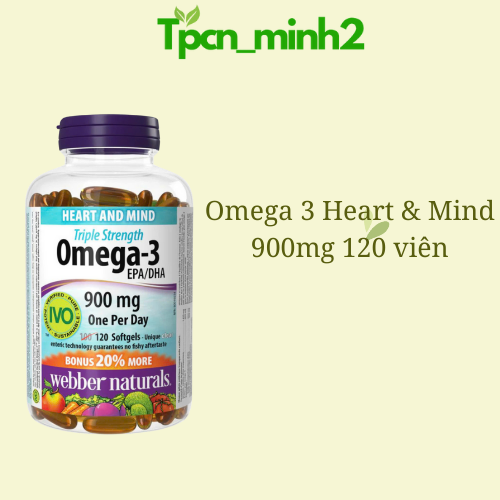  Dầu cá Omega 3 Triple Strength 900mg cung cấp 600mg EPA và 300mg DHA; Omega 3 Webber Natural 