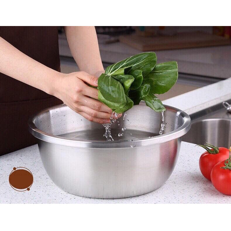 [khuyến mãi]  Thau trộn salad inox size lớn 30cm loại dày cao cấp TI01 - Gia dụng bếp