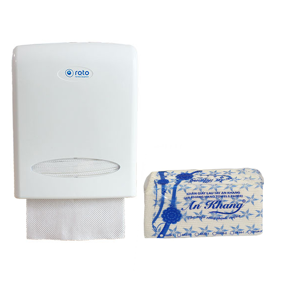 [Mua 1 Tặng 5] Hộp đựng giấy lau tay cao cấp gắn, treo tường Roto 8038 Màu Trắng Tặng 5 Khăn giấy lau tay An Khang