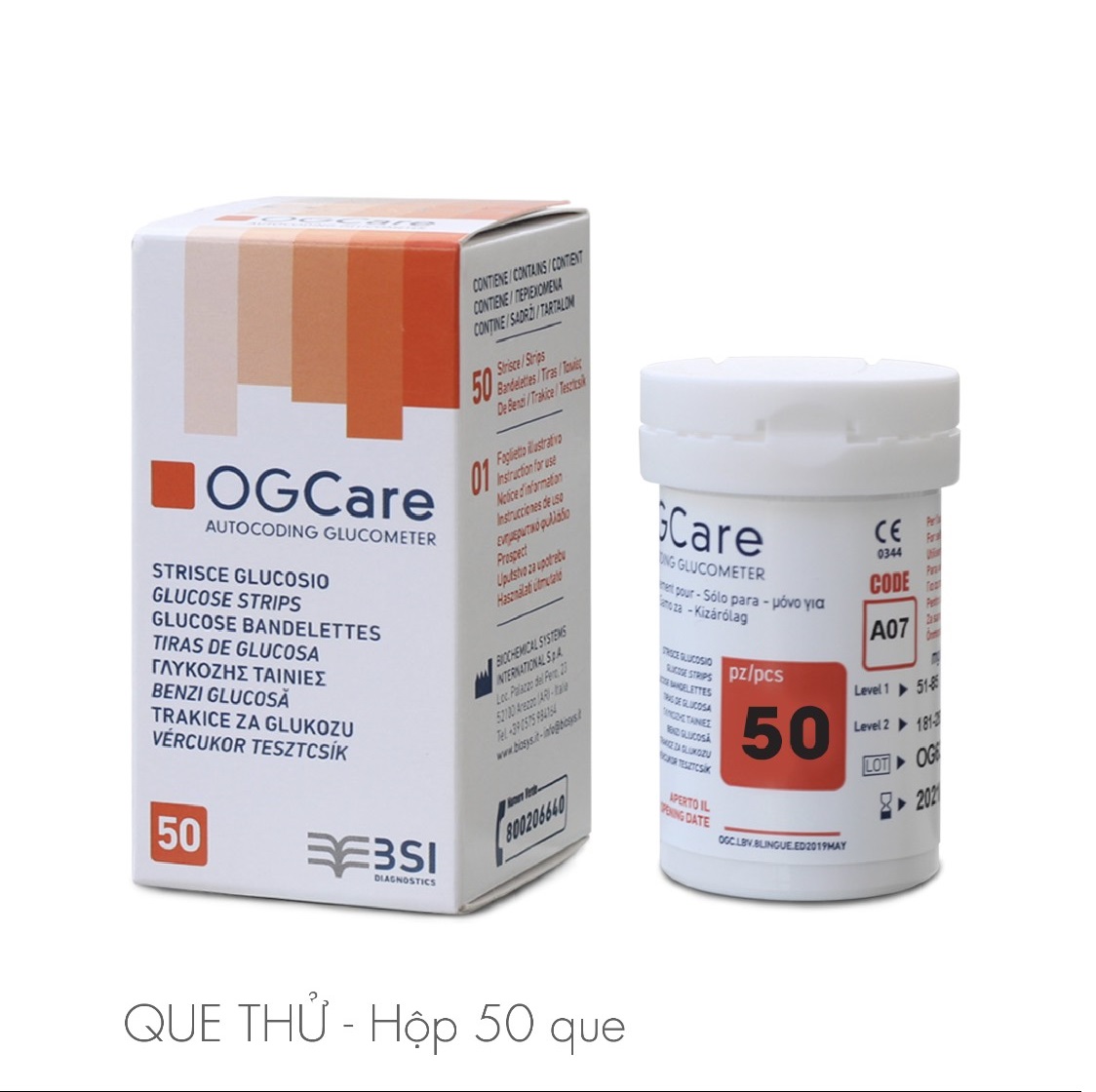 Que thử đường huyết ogcare - hộp 25 que - hộp 50 que
