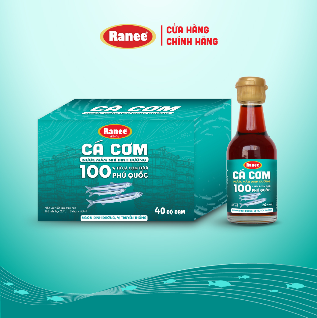 Hộp 10 chai Nước mắm dinh dưỡng Ranee cá cơm 40N 60ml