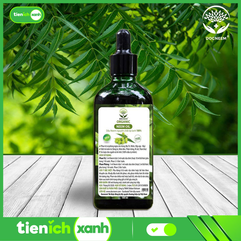 Dầu Neem Hữu Cơ DOCNEEM phòng sâu bệnh hoa hồng, phong lan, cây cảnh, dầu neem oil nguyên chất ép lạnh 100ml