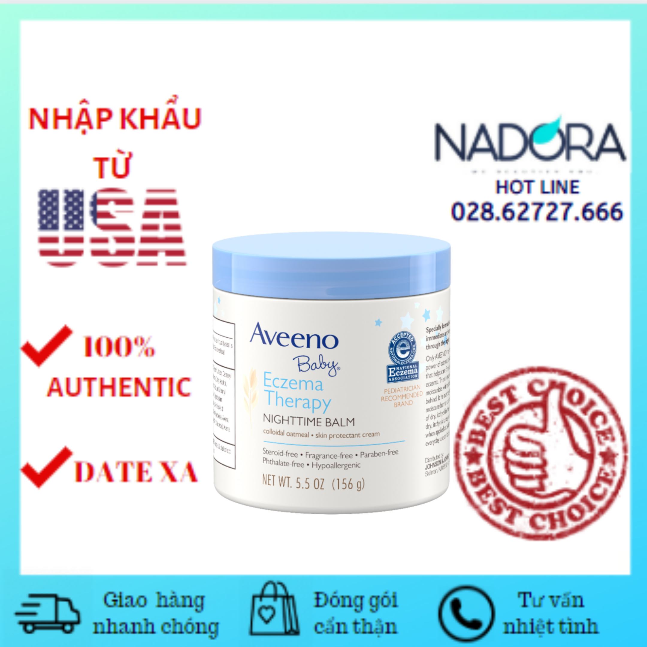 Kem Chàm Aveeno Baby Eczema Therapy NightTime Balm