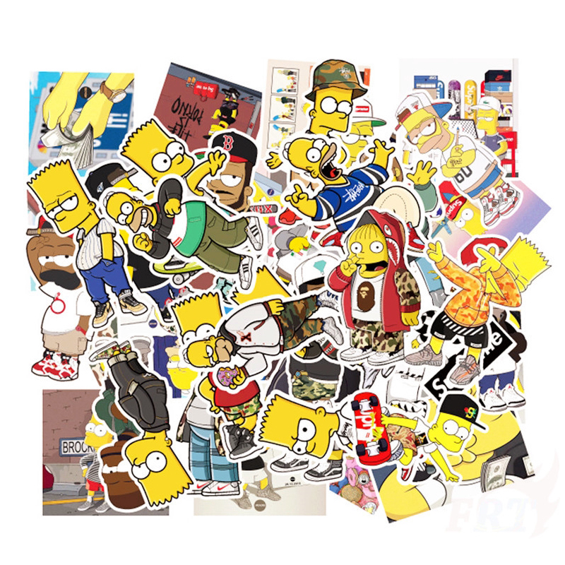 Bộ 50 Hình Dán Sticker Simpson Hoạt Hình - Sticker Dán Hình Dán Trang Trí Mũ Bảo Hiểm Laptop