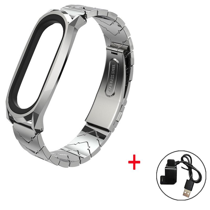 Dây đeo kim loại mi band 4 Mijobs GTV tặng kèm sạc miband 4 tiện lợi