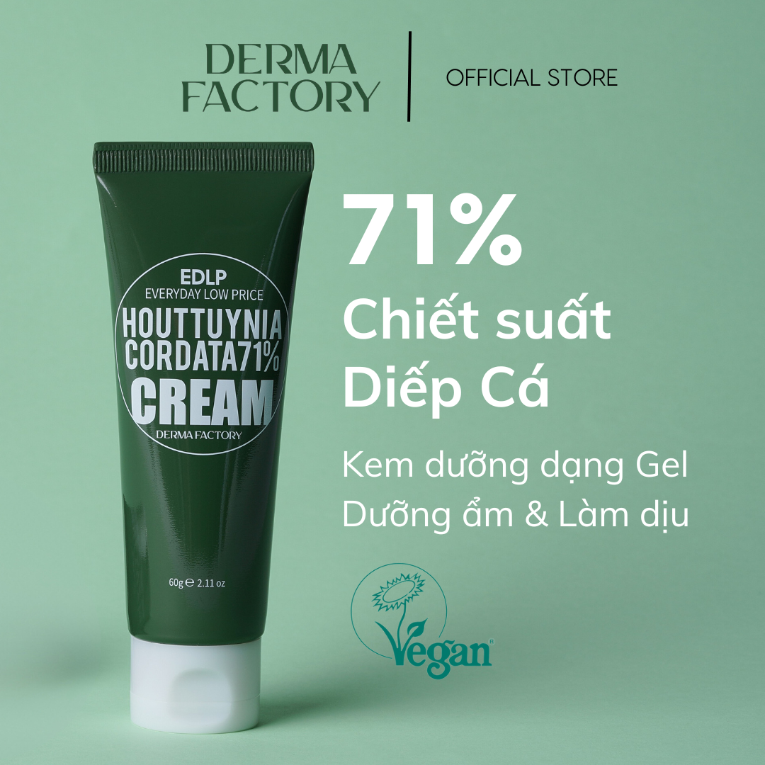 Kem dưỡng ẩm diếp cá làm dịu Derma Factory Houttuynia Cordata 71% Cream