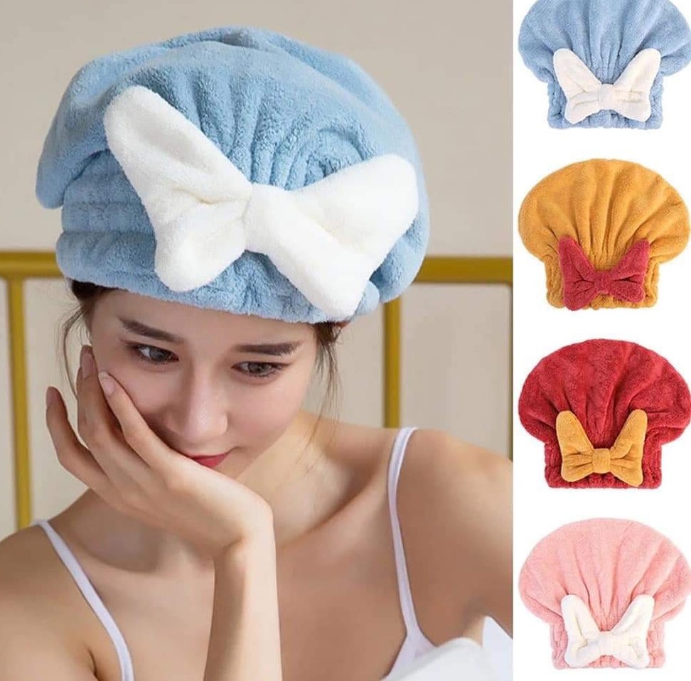 Khăn quấn tóc có nơ - khăn quấn khô tóc
