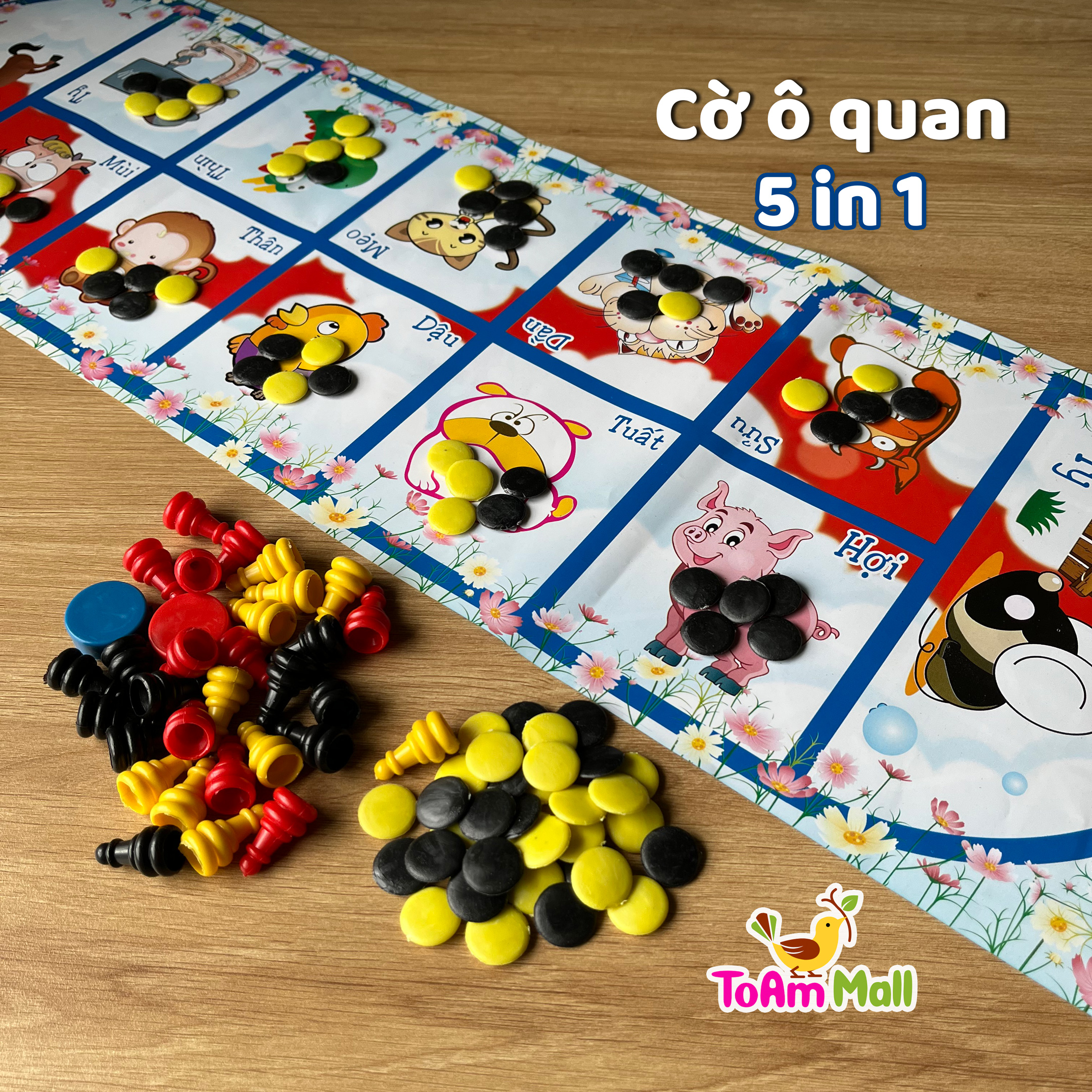 Cờ ô quan 5 trong 1 (ô quan, cờ caro, cờ vây, cờ nhảy, cờ gánh) - Trò chơi tuổi thơ trẻ em