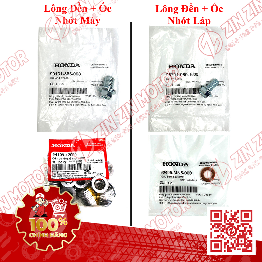 Lông Đền Ốc Xả Nhớt Vision, Vario, AB, Air Blade, Lead 125, SH Mode, SH 160/150/125 Và Các Xe Tay Ho