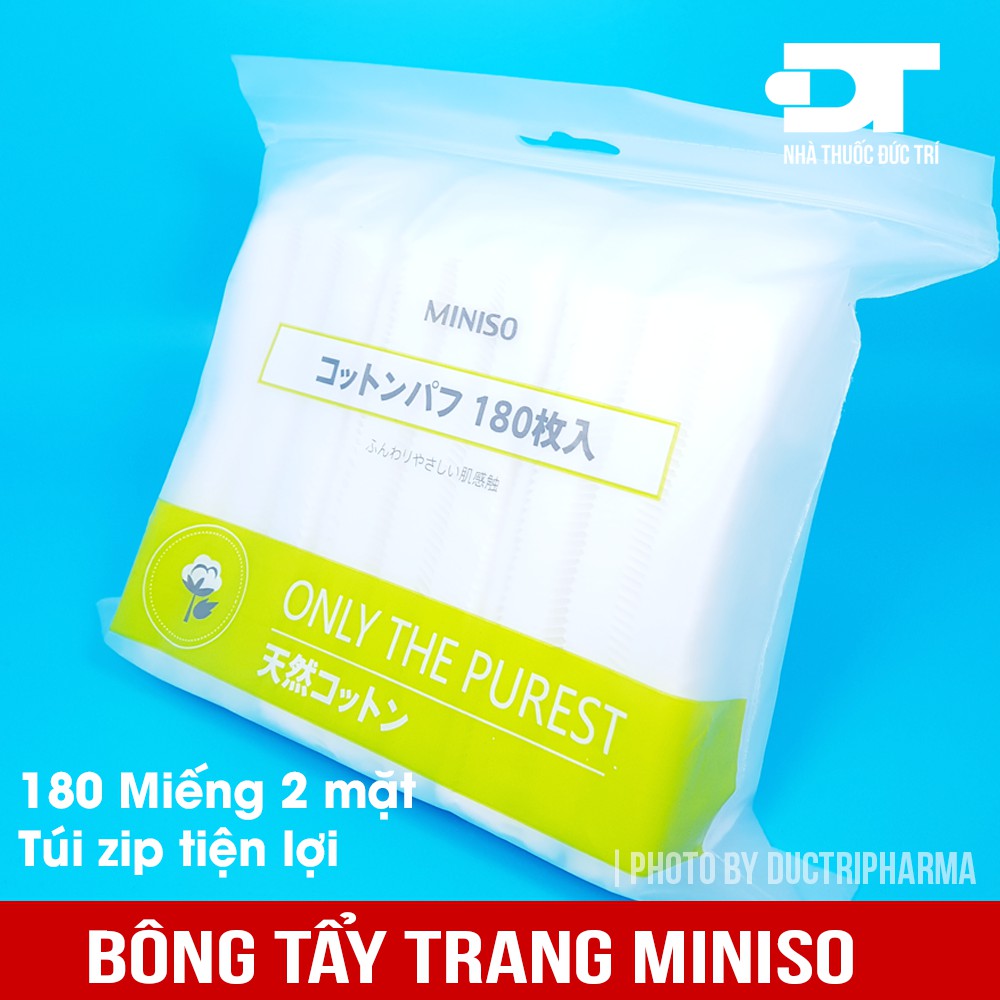 Bông tẩy trang / miniso / bông tẩy trang miniso nhật bản gói 180 miếng / túi zip, cam kết hàng đúng mô tả, chất lượng đảm bảo an toàn đến sức khỏe người sử dụng