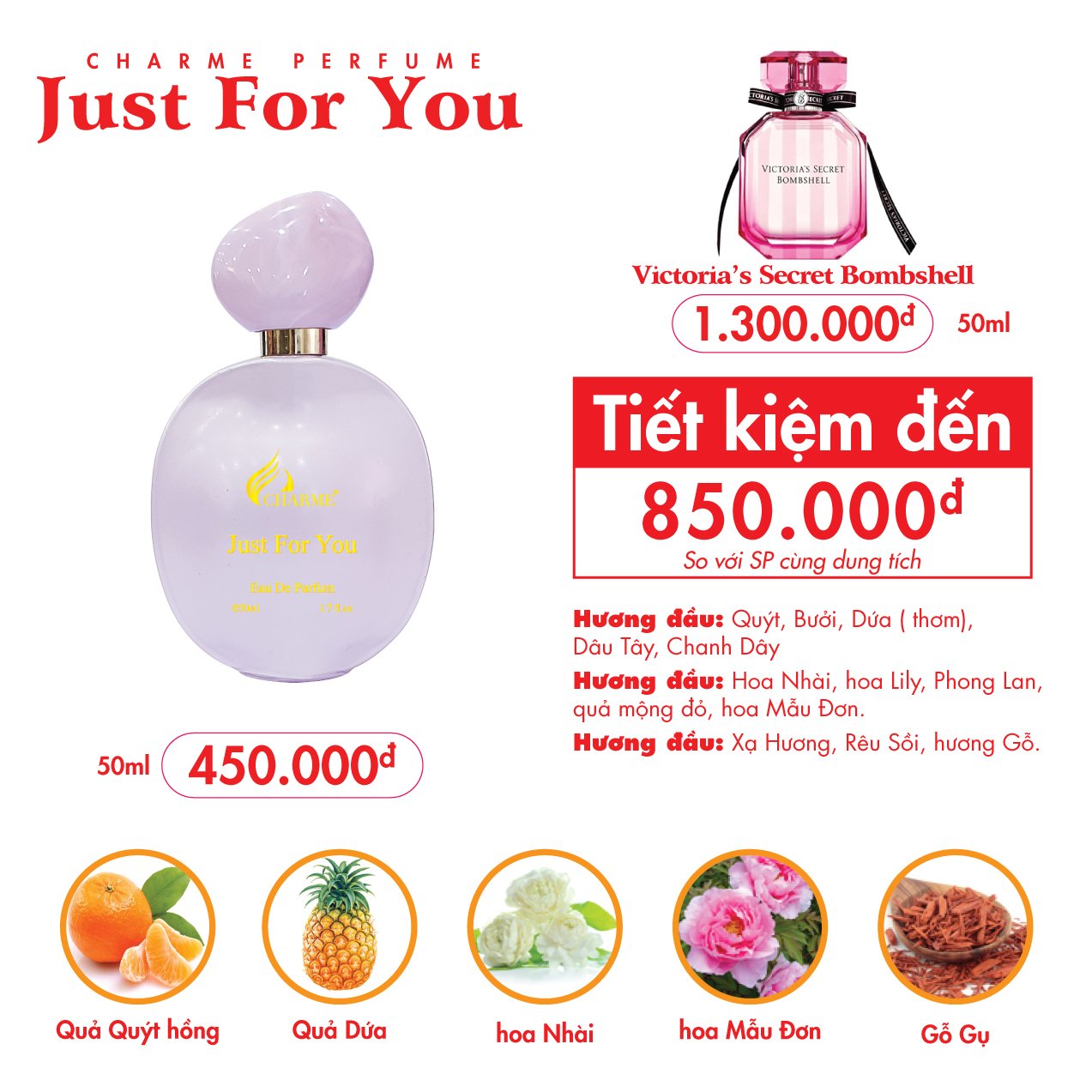 Nước hoa Charmee Just For You 50ml chính hãng 100%