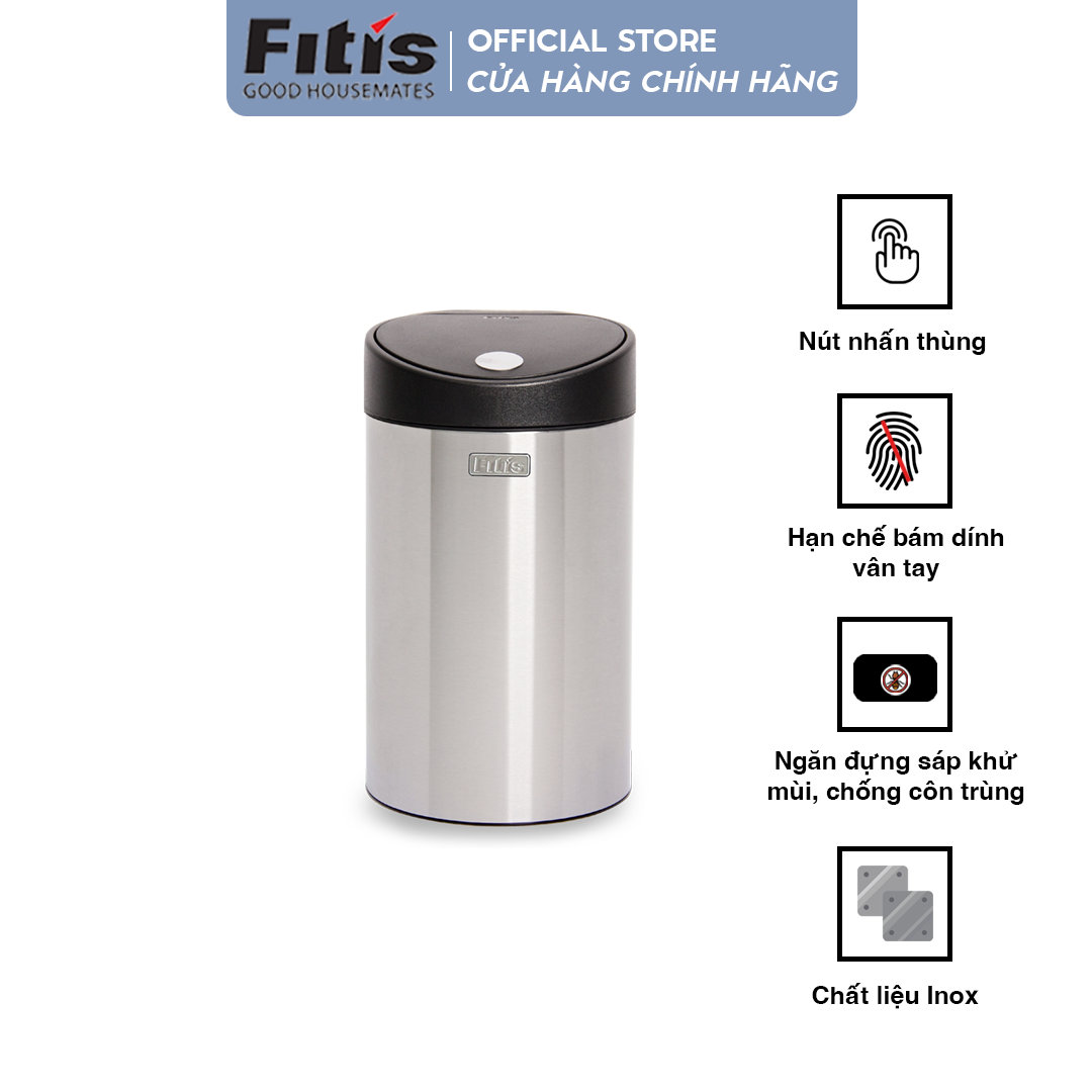 Thùng Rác Fitis Premium - Tròn Nhấn Thấp (12L)