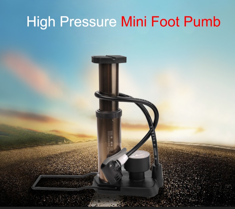 Bơm xe máy đạp chân Mini, bơm banh bóng đệm Honor nhỏ gọn nhẹ thích hợp cho việc đi du lịch đi phượt.