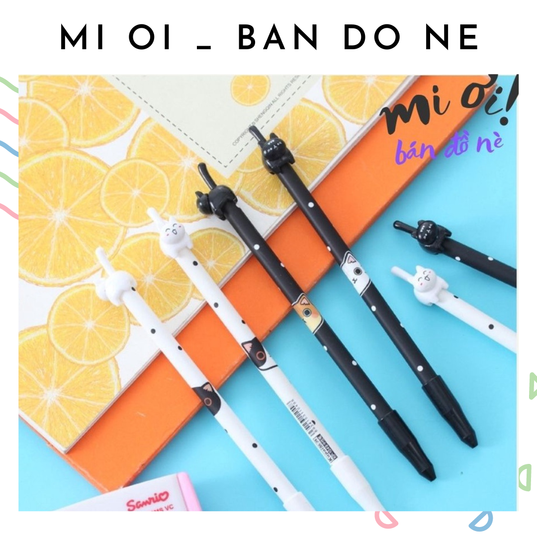 Bút bi nước chú mèo dễ thương ngòi 0.38mm