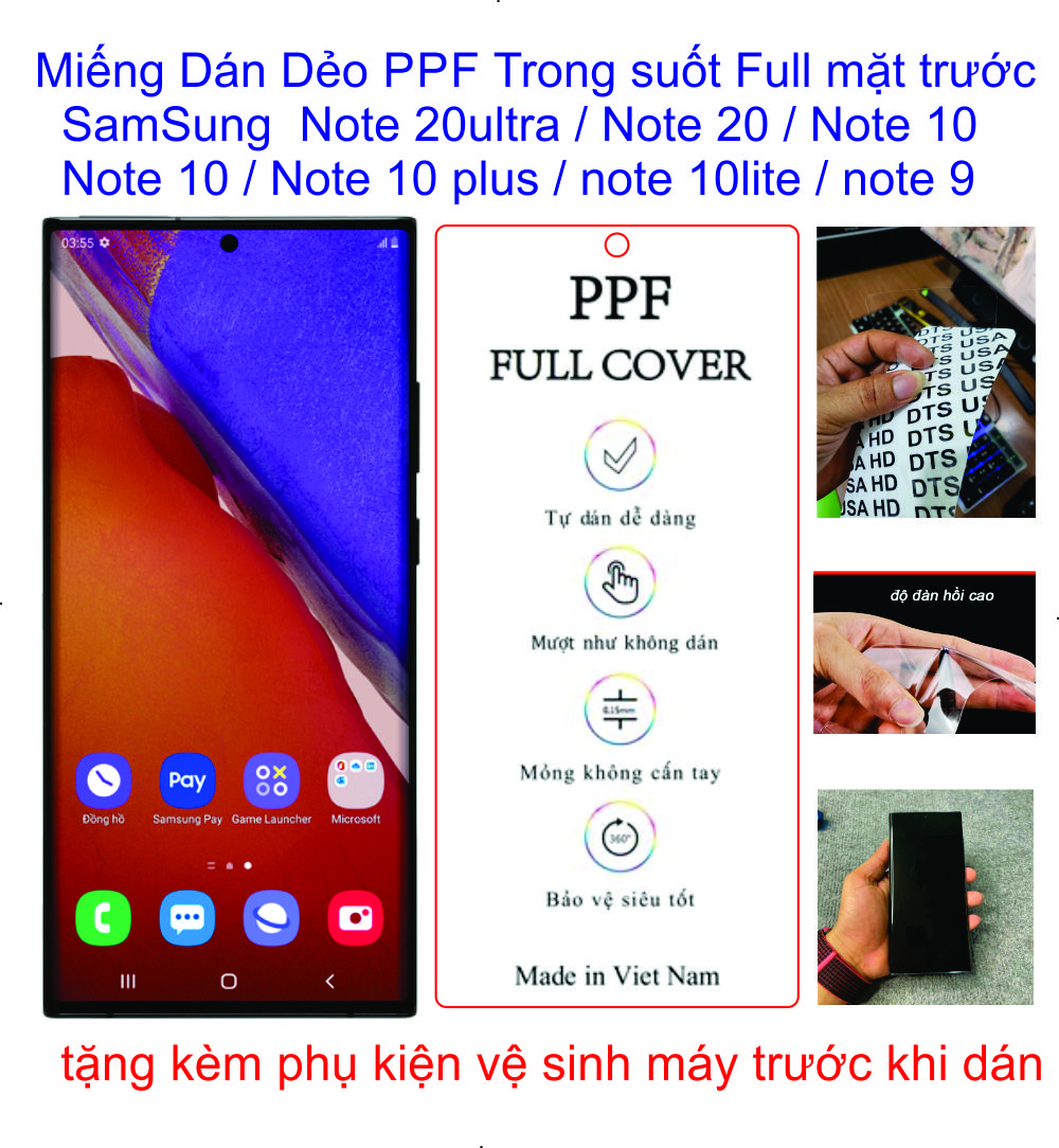 Miếng dán dẻo ppf full mặt trước samsung note 20ultra / note 20 / note 10 / note 10 plus / note 10lite / note 9