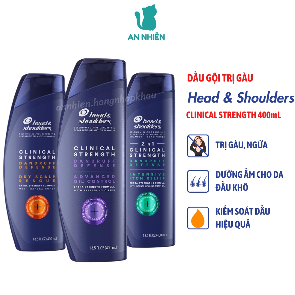 Dầu gội sạch gàu Head & Shoulder Clinical Strength 400ml kiểm soát dầu, nuôi dưỡng tóc chắc khỏe