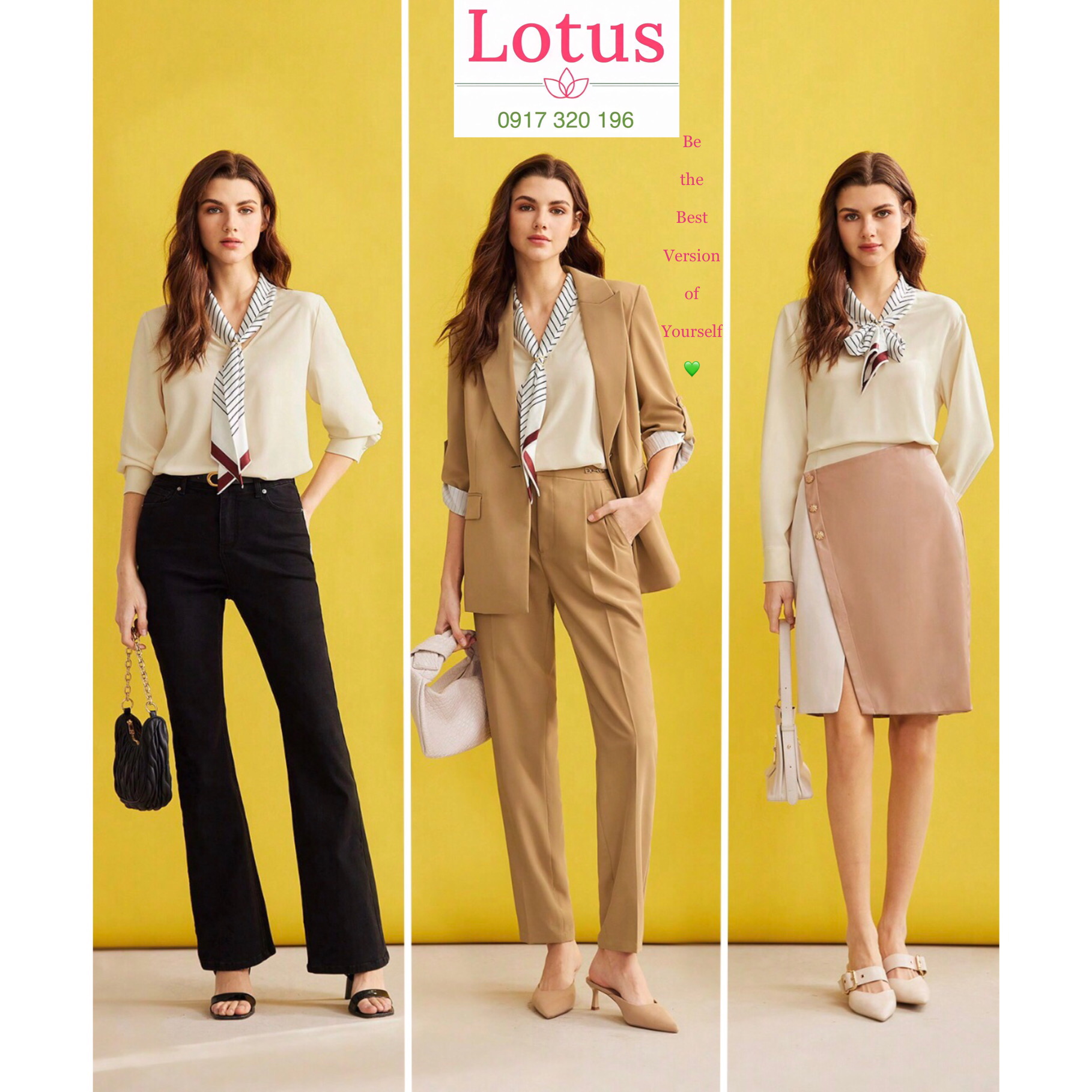 Lotus] Áo Sơ Mi Nữ Đẹp, Kèm Khăn Lụa Thắt Nơ Cravat Ascot Cao Cấp Tạo Điểm Nhấn Ấn Tượng, Tôn Lên Vẻ Đẹp Quý Phái, Tự Tin Của Phụ Nữ Hiện Đại/ Áo Kiểu Âu Mỹ Dễ Phối Đồ/ Áo Nhập Khẩu, Chất Lượng Tốt, Freeship/ Thời Trang Công Sở Thiết Kế Sang Trọng