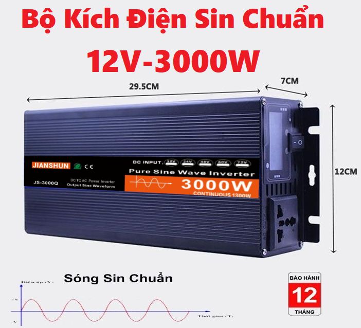 Bộ Đổi Nguồn 12V sang 220V Sin Chuẩn 3000w - Inverter Sin Chuẩn 3000w