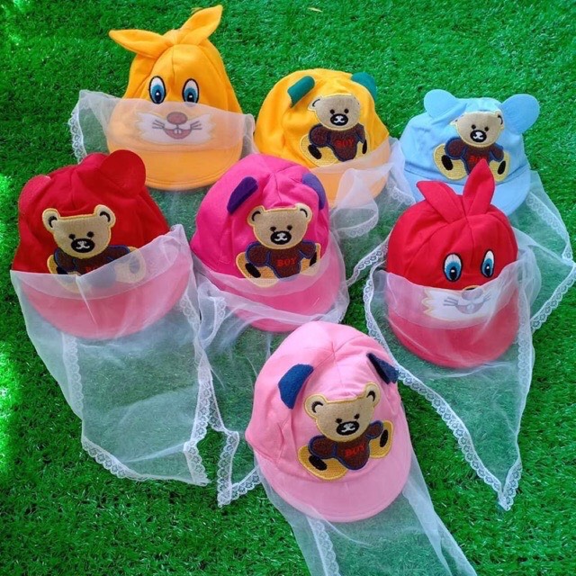 Mũ kèm khăn voan cho bé trai bé gái