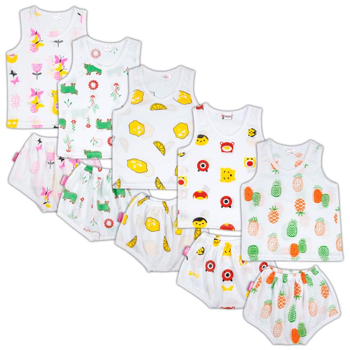 Sét 5 bộ áo ba lỗ quần đùi cho bé trai và bé gái từ 4-14kg 5BD02 Booba.shop