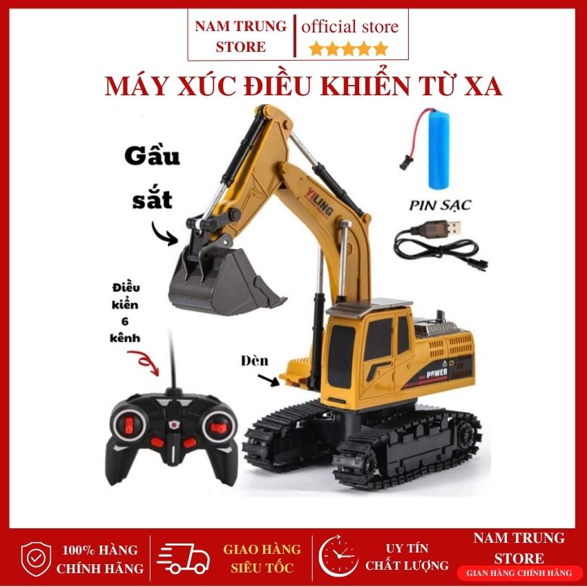 Xe máy xúc điều khiển từ xa có gầu sắt cho trẻ em đồ chơi điều khiển từ xa đa hướng cho bé