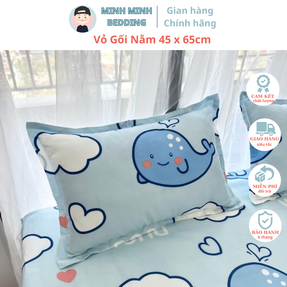 (Siêu Rẻ) Áo Gối nằm mẫu CÁ HEO MÂY, Vỏ gối nằm kích thước tiêu chuẩn 45 x 65cm, chất liệu Cotton Poly thoáng mát