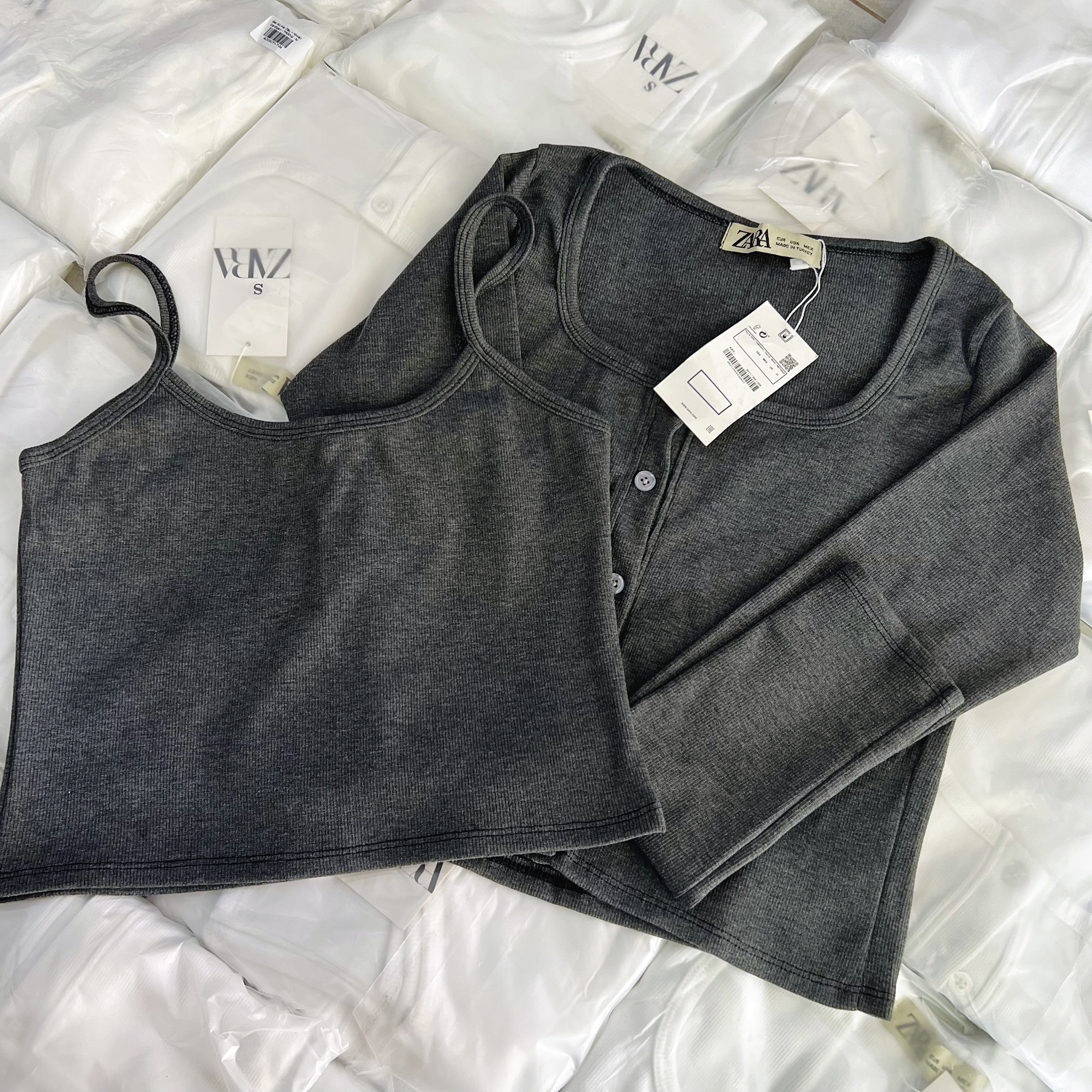 Set Áo Hai Dây + Áo Khoác Cardigan Dáng Croptop - Tharo Clothing [AO00071]