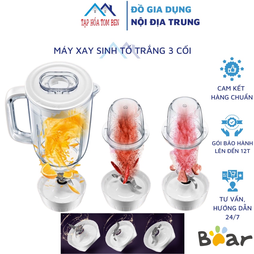 Máy xay sinh tố Bear Máy xay đa năng Bear 3in1 dung tích 1200ml, xay hoa quả hoặc làm sữa đậu nành - Máy xay sinh tố giá rẻ - Máy xay đa năng - máy xay sinh tố cao cấp