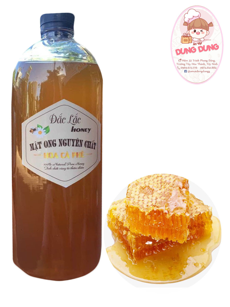 1 lít Mật ong hoa cà phê Đắk Lắk - nguyên chất 100% - mật ong nguyên chất thơm ngon sánh mịn
