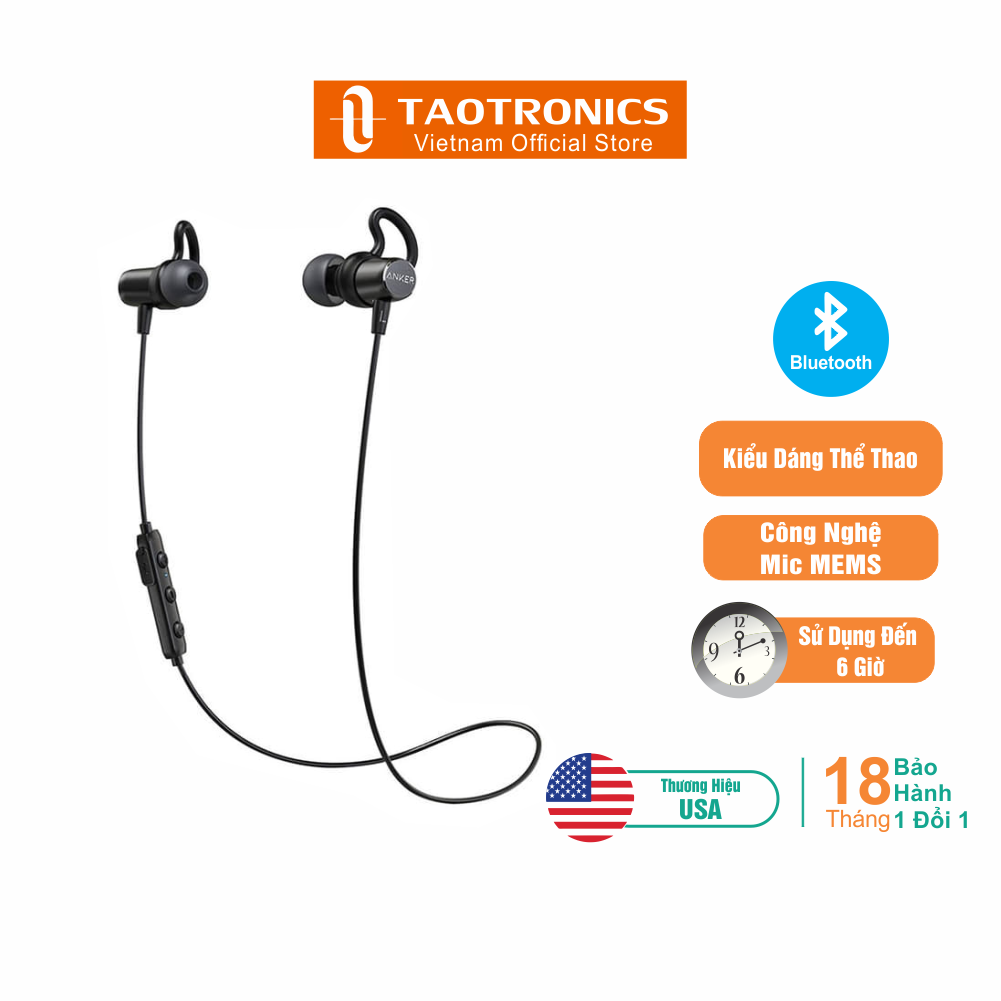 Tai nghe taotronics nhét tai bluetooth 4.2 thể thao, công nghệ mic mems tt-bh035 - độc quyền chính hãng