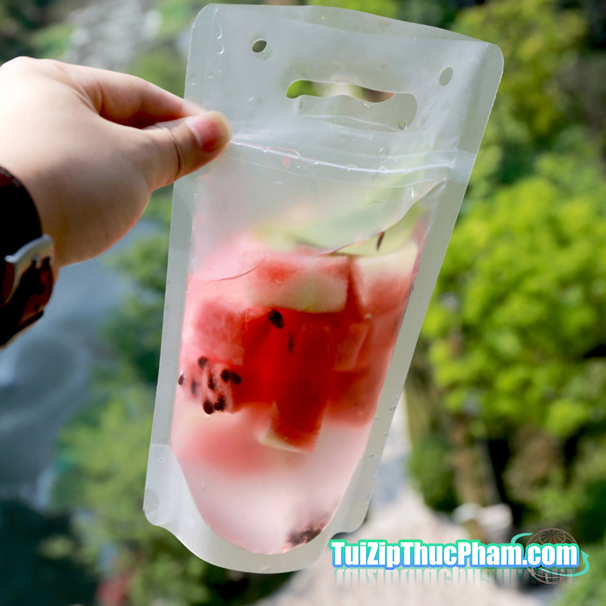 100 cái túi zip MIS size 13x23 cm Túi zip trà sữa 450ml, túi đựng nước, túi zip nhựa thực phẩm có quai xách chất lượng cao, Túi trà sữa đáy đứng