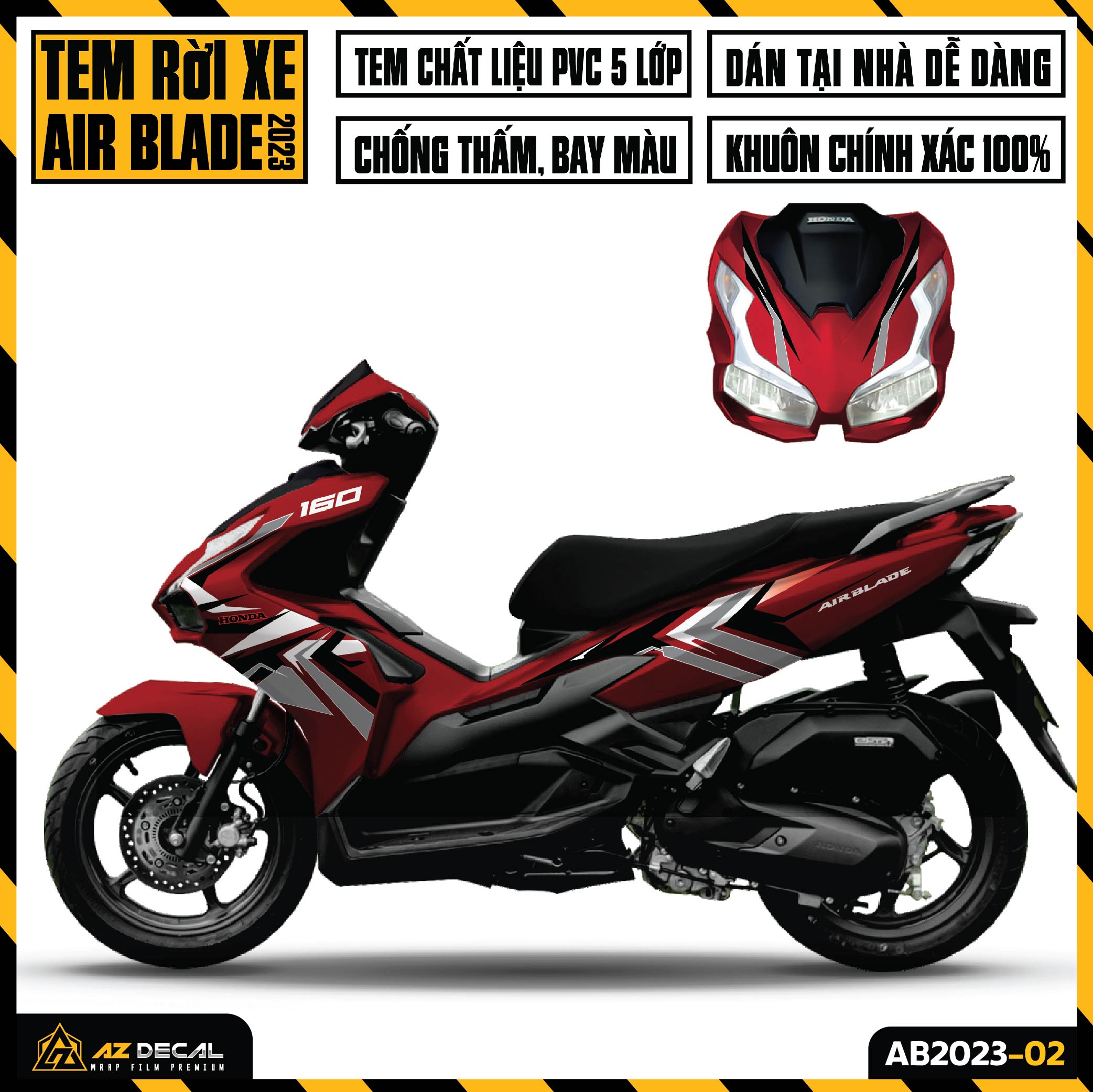 Tem AirBlade 2023 Thiết Kế Năng Động | AB2023-02 | Team Decal Dán Xe Máy AB Air Blade 125 160 Chống 