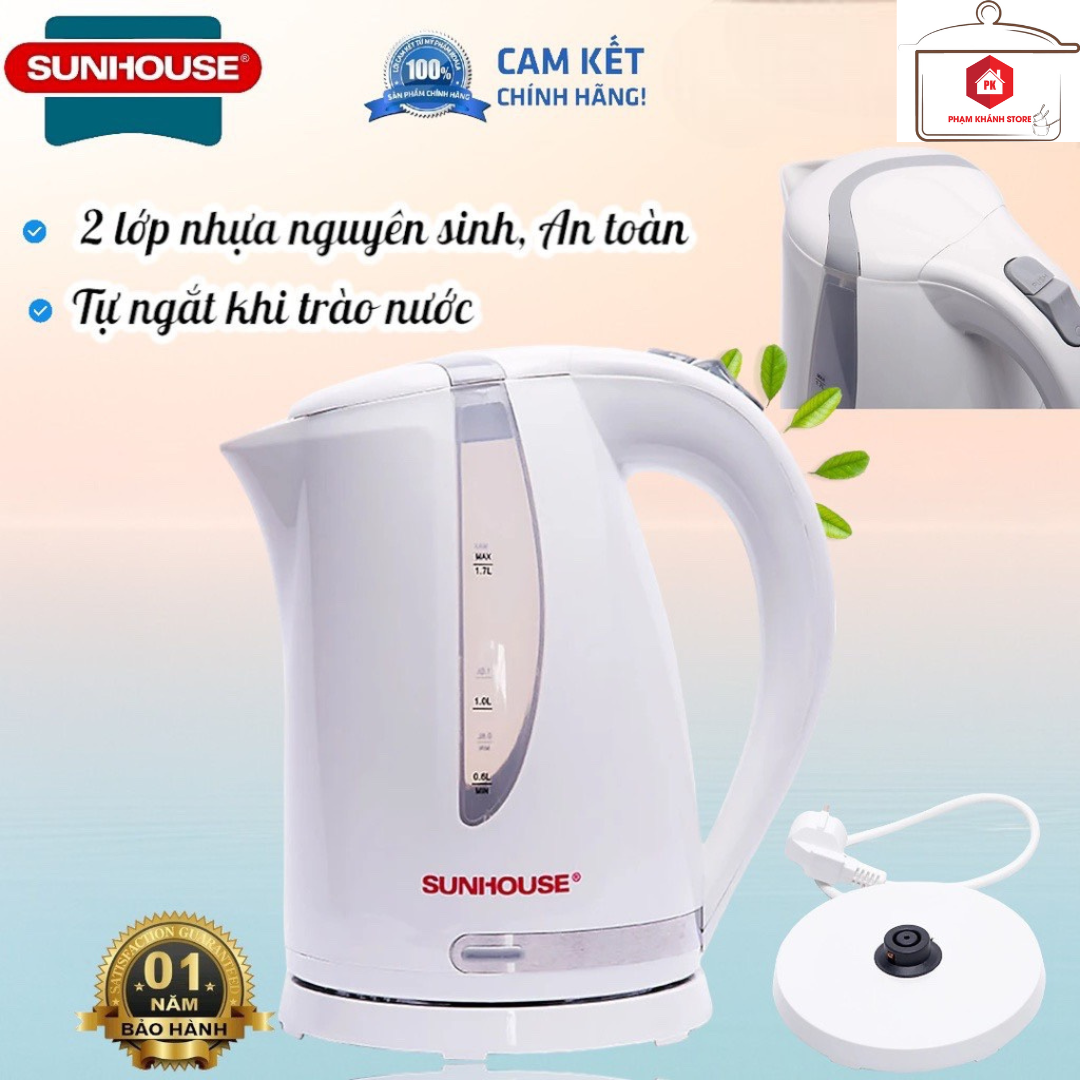 Ấm đun siêu tốc sunhouse shd1300 1.7l bảo hành 12 tháng
