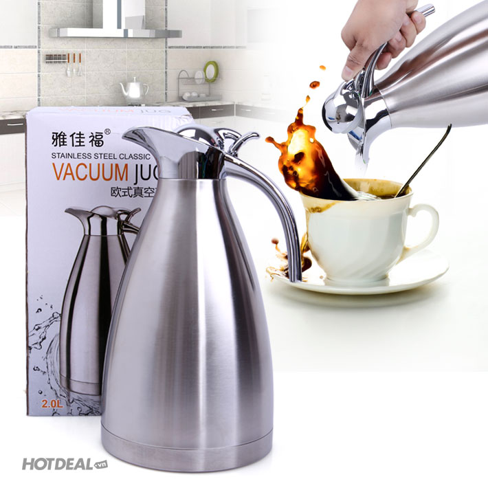 Bình thủy giữ nhiệt inox 2 lít, bình thủy giữ nhiệt inox 2 lớp cao cấp 2l, bình thủy giữ nhiệt không điện, đựng và giữ nhiệt cà phê, trà, sữa, nước uống, và bất kỳ thức uống nóng,lạnh , bình mỏ vịt giữ nhiệt 2 lít