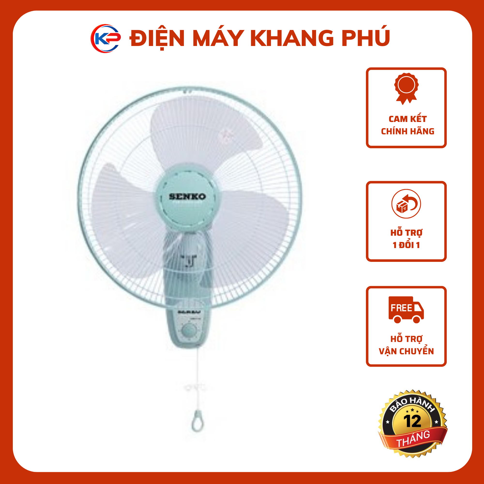 Quạt treo tường senko t1680 - hàng chính hãng - bảo hành 12 tháng