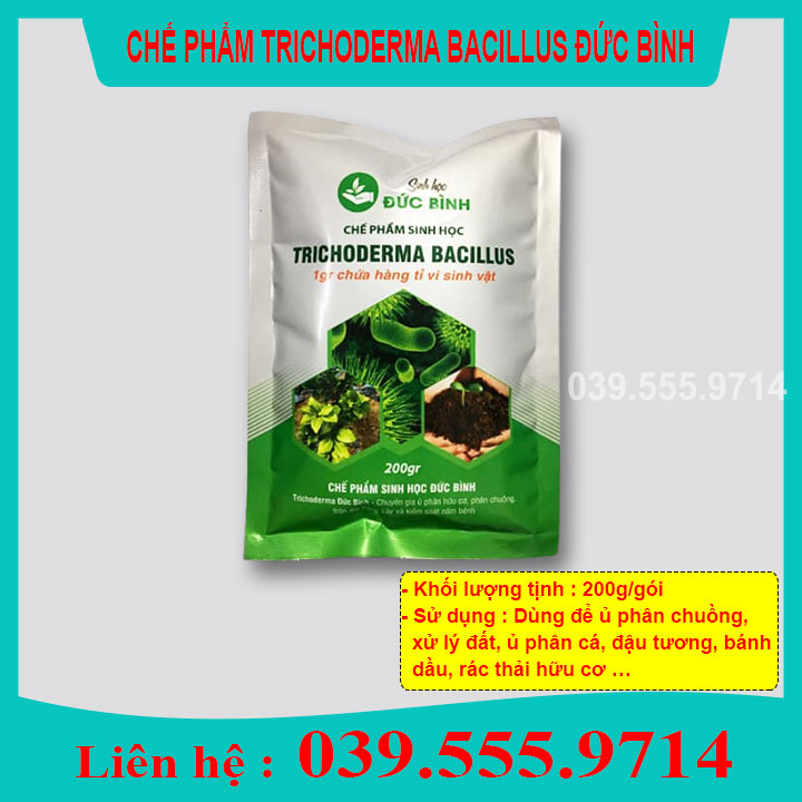 Chế phẩm men vi sinh nấm đối kháng trichoderma bacillus Đức Bình 200gr - Dùng ủ rác thải nông nghiệp