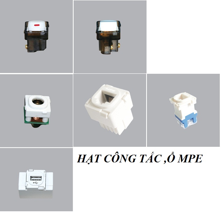 Công tắc 1 chiều, 2 chiều, ổ mạng điện thoại, ổ USB hàng chính hãng MPE