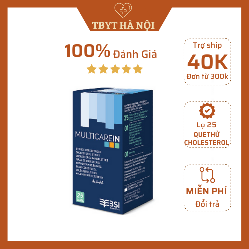 CHÍNH HÃNG - Lọ 25 que thử mỡ máu CHOLESTEROL MultiCare-In - MÁY ĐO ĐƯỜNG HUYẾT VÀ MỠ MÁU 3 TRONG 1