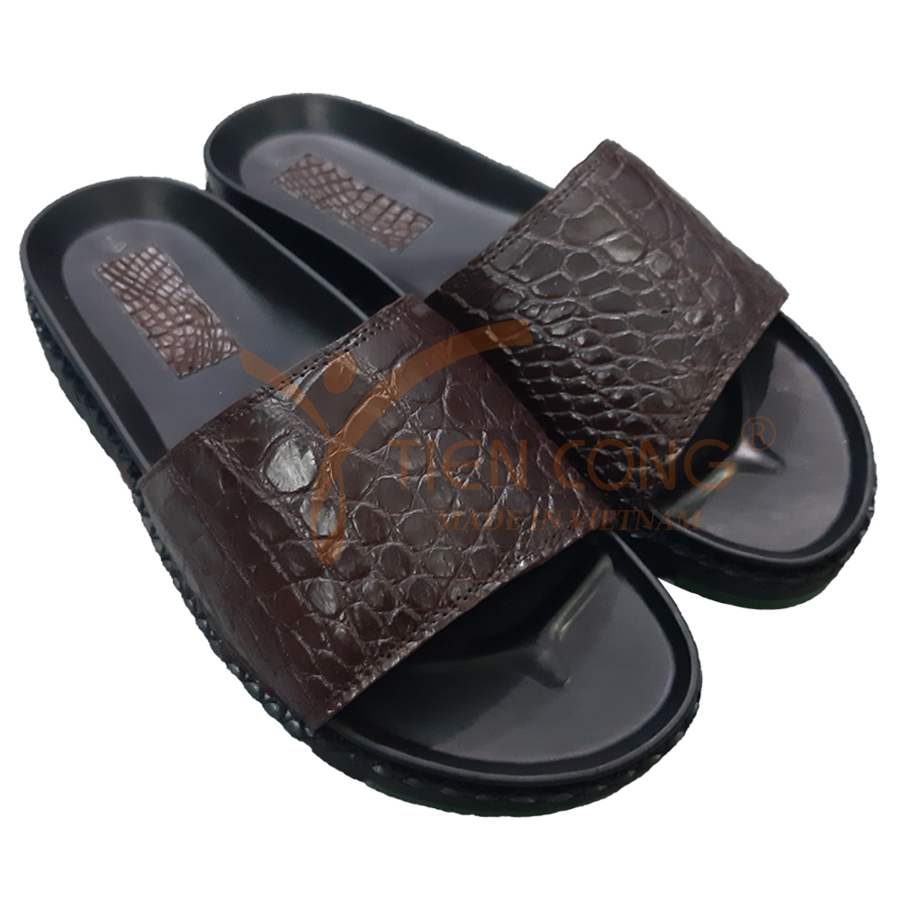 Dép Quai Ngang Nam TIẾN CÔNG Da Cá Sấu Thật Cao Cấp TCF1077
