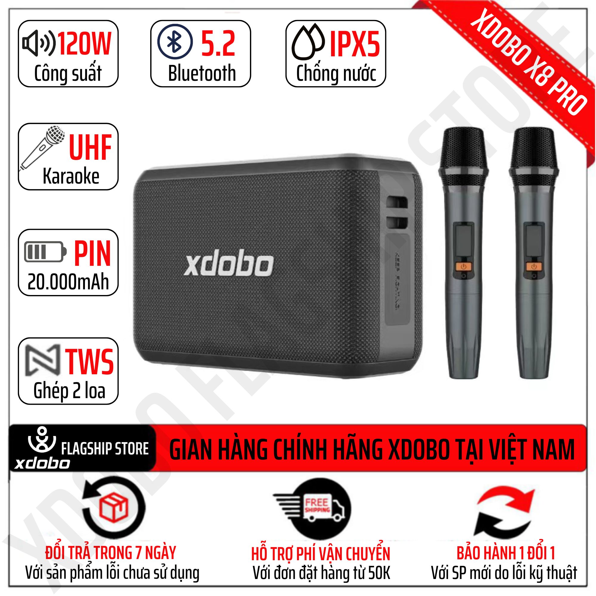 Loa Bluetooth Chính Hãng Xdobo X8 Pro Công Suất 120W TWS DSP Siêu Trầm Siêu Hay Nghe Nhạc Hát Karaok