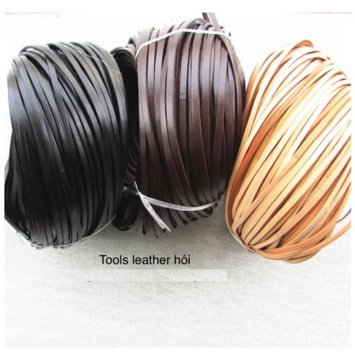 10m dây da bò dẹt 3mm đan viền - phụ kiện phụ liệu làm đồ da