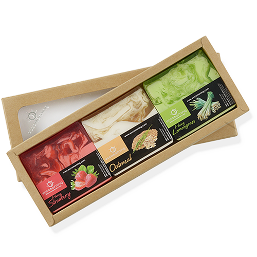 Hộp Quà 3 Xà Bông Thiên Nhiên Handmade eccomorning Hình Vuông - Soap Gift Set 3pcs