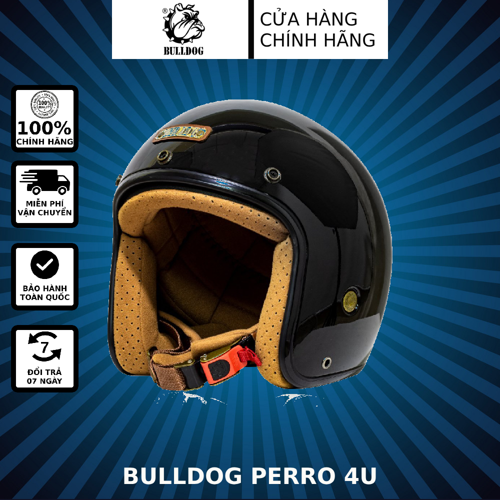 Mũ bảo hiểm bulldog 4u - màu đen bóng