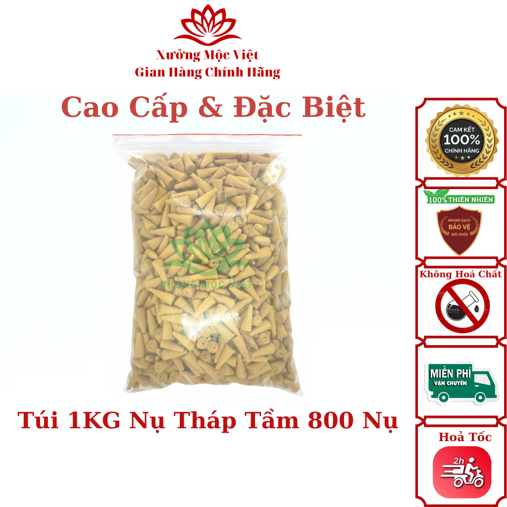 Nhang nụ trầm hương xông nhà nụ trầm khói ngược xưởng mộc việt - túi 1kg nụ sen/ nụ tháp - 2 phân loại