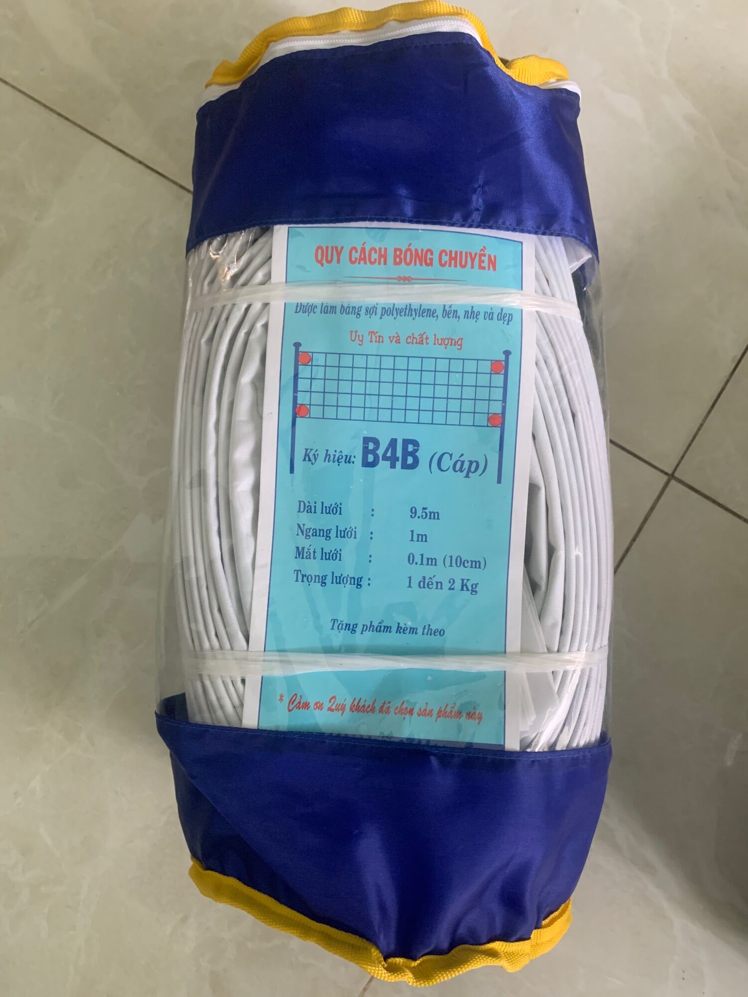 Lưới bóng chuyền cao cấp b4b có cáp và 2 viền trên dưới