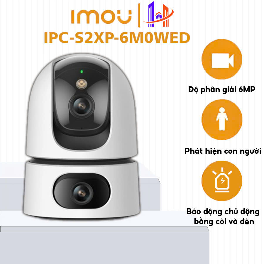 (Tặng Chân Đế Gắn Tường) Camera 2 Mắt Trong Nhà IMOU Ranger Dual IPC-S2XP-6M0WED 6MP & S2XP-10M0WED 10MP (5MP + 5MP) - Xoay, Đàm Thoại, Ống Kính Kép